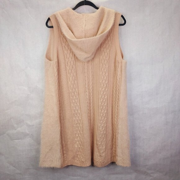 Oliver by Escio Duster Cardigan Vest XL Sleeveless Knit Pockets Hood Blush Pink - Picture 5 of 14